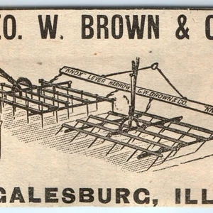 1890 Galesburg, ILL Geo W. Brown Knox palanca grada anuncio impreso grabado IL C37 - Imagen 1 de 3