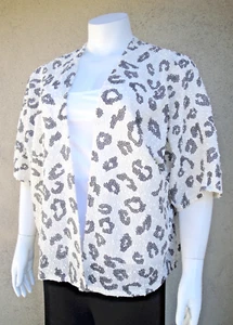 Nuevo cárdigan abierto para mujer talla grande negro blanco estampado de leopardo en tallas 1X 2X 3X - Imagen 1 de 3