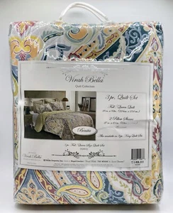 Virah Bella Paisley Quilt Collection 3 Pc Full/Queen Size Quilt Set Benita - Picture 1 of 4