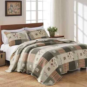 Queen Size Bedding Quilt Set Farm Southwest Country Shabby Chic Bedspread 3Pc - Picture 1 of 24