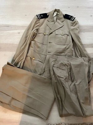 US Navy Tan Dress Uniform Jacket & Pants Set Ww2 Korean Era Original Named Ltjg - Image 1 of 4