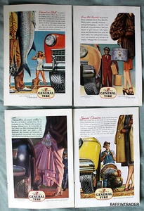 4 x The General Tire 1946 Magazine Print Ads 7 x 10 - Picture 1 of 3