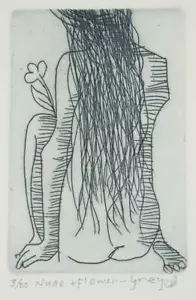 Charles BLACKMAN Nude and Flower - Grey - Signed Etching, Modernist, Minimal - Picture 1 of 1