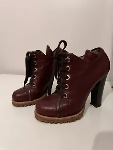 Botas D&G Dolce Gabbana Cuero Tacón Bloque EU38 UK5 - Marrón Borgoña - Imagen 1 de 8