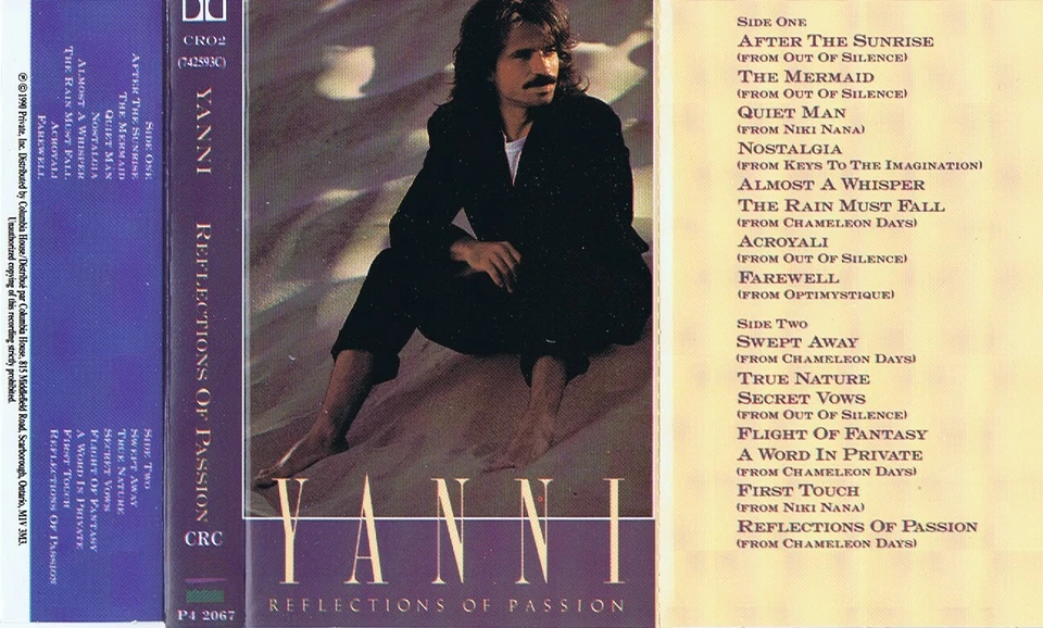 Reflections of Passion by Yanni (Cassette, May-1990, Private Music) - Image 1 of 1