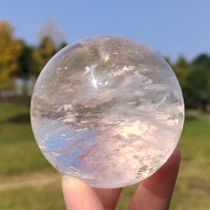 Cristalli sfera quarzo trasparente naturale superiore 0,9 libbre sfera quarzo Reiki energia guarigione - Foto 1 di 12
