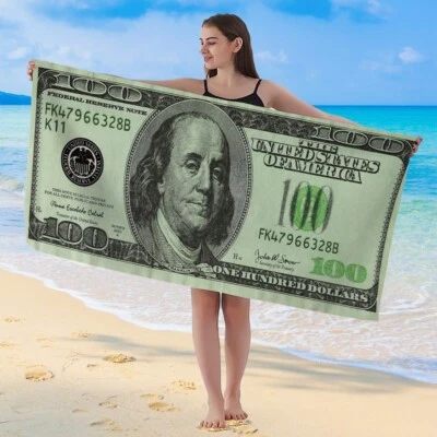 Toallas de playa patrón euro y dólar más vendidas impresión digital absorción de sudor Foto 1 de 4