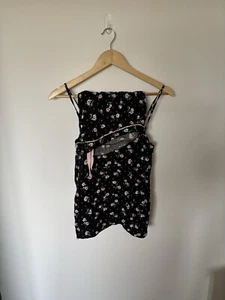 New look size 12 black and pink floral cami top and shorts pyjamas - Picture 1 of 4