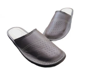 Men slippers genuine leather Mountain style FOLK Hand Made Europe Mule - Picture 1 of 14