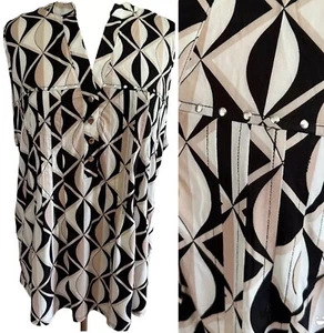 COCOMO 3X Beige Black White Studded Plus Size sleeveless women’s Pintuck Blouse - Picture 1 of 14