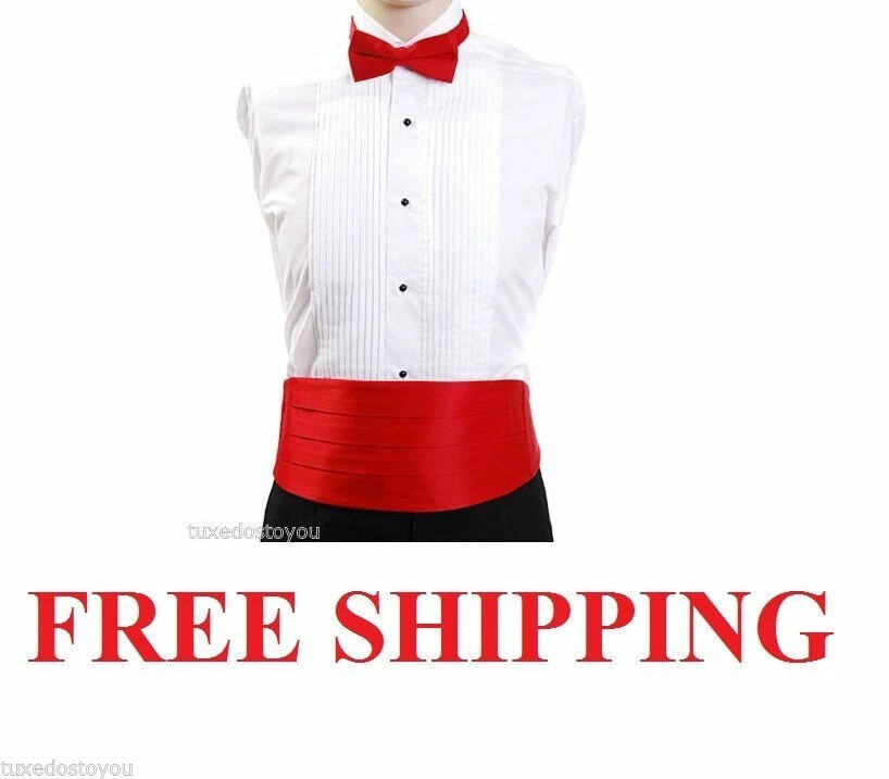 CALIDAD Pajarita Roja Cummerbund Satén Hecha en EE. UU. Ajustable 26 - 50 cintura ENVÍO GRATUITO Foto 1 de 2