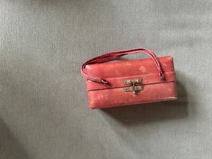 Vintage Leather Mary Chess Red Train Case Makeup Box W/ Handle Interior Divider - Picture 1 of 8