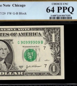 2003A $1 Federal Reserve Note PCGS 64PPQ super radar serial number 90999909 - Picture 1 of 3
