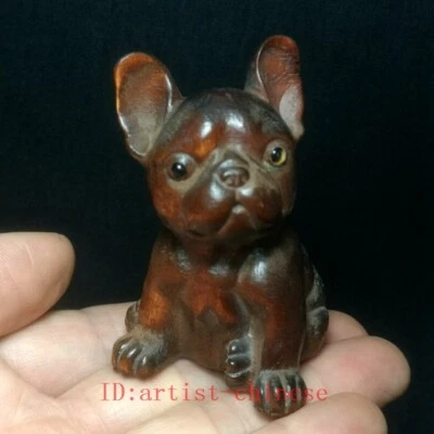 2.7 Inch Boxwood Hand carved lovely Dog Figurine statue Netsuke Collectable Gift - Image 1 of 4