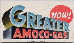 Greater Amoco Gas ¡AHORA! Tarjeta Blotter Lucian Bernhard Gasolinera Años 40 - Imagen 1 de 2