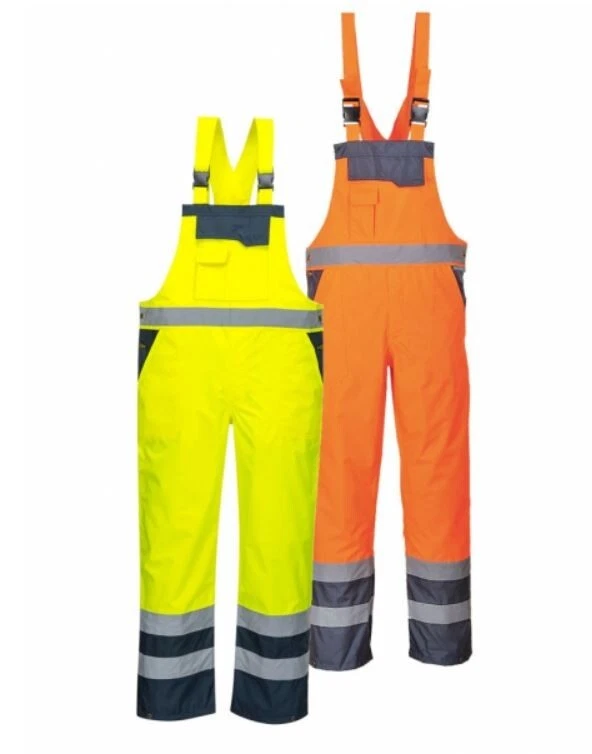 MEN'S HI VIZ BRACE LINED WATERPROOF DUNGAREES WORKWEAR SAFETY OVERALL JUMPSUIT - Image 1 of 1