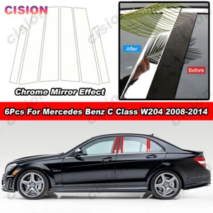Cubierta de columna de poste de pilar de puerta cromada 6 piezas para Benz Clase C W204 2008-2014 - Imagen 1 de 11