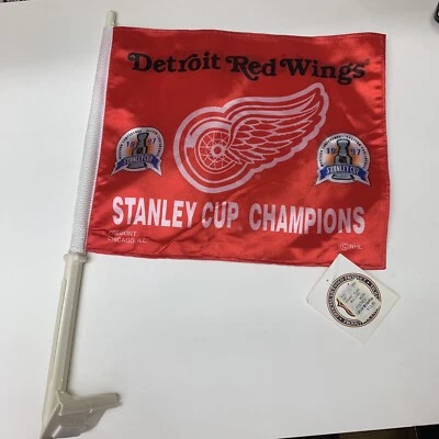 Флаг винтажного автомобиля/грузовика Detroit Red Wings — чемпионы Кубка Стэнли 1997 года. - Новый с Ярлыками - Изображение 1 из 4