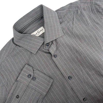 Camisa de vestir elástica ROBERT GRAHAM para hombre 42/16,5 gris a cuadros manga larga con botones Foto 1 de 4