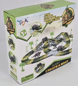 Toyk Dino Track Create a Road Set 216 Track Pieces 2 Cars 2 Dinosaurs - Picture 1 of 8