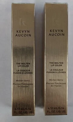 ЛОТ ИЗ 2 KEVYN AUCOIN РАСПЛАВЛЕННАЯ ГУБА ЦВЕТ #15102 ОГОНЬ ЯНТАРЬ 0,1fl унций новый в коробке - Изображение 1 из 4