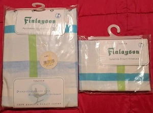 Finlayson Plaid Duvet Blanket cover & Pillowcase cotton NIP 150cm x 210cm - Picture 1 of 3