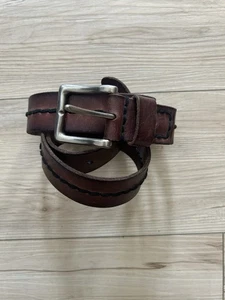 Lucky Brand Belt Size 36, Width 1 3/4” Brown Black Stitching Leather Belt - Picture 1 of 8