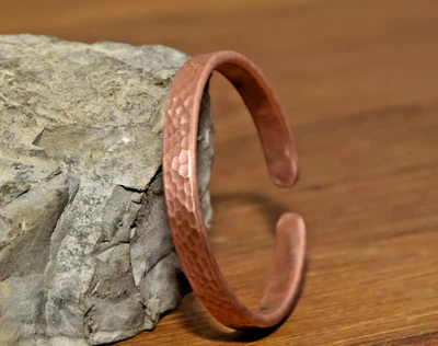 Hammered Pure Copper Bracelet for Men Large Handmade Copper Jewelry Gift for Him - Image 1 of 4