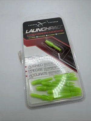Archery Carbon Express .166 Launchpad Precision Nock 12-Pack - Clear/Green - Image 1 of 4