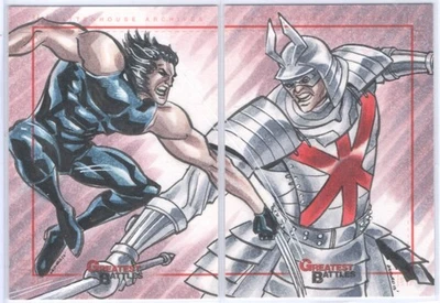 Marvel Greatest Battles SketchaFEX Puzzle Card X-Men Wolverine vs Silver Samurai - Image 1 of 2