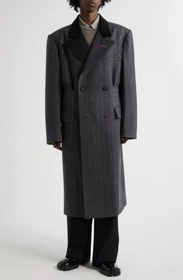 Maison Margiela Work In Progress Wool Herringbone Coat Grey 50 John Galliano - Image 1 of 4
