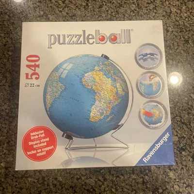 Rompecabezas 3D Ravensburger LA TIERRA 540 Piezas Mundo Globo con Soporte NUEVO Sellado Foto 1 de 3