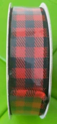 Celebrate It Christmas Wired Ribbon Red Black Plaid 7/8" X 30ft. - Image 1 of 4