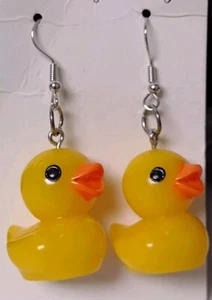Pendientes de pato amarillo orejas perforadas de plástico charlatán - Imagen 1 de 3