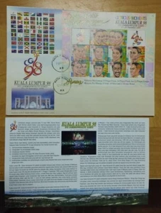 Malaysia KL 98 Stamp Sheet 1998 SUKOM Commonwealth Games Glorious Moments #2 FDC - Picture 1 of 12