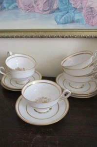 Spode England Porcelain Golden Harvest Fruits Set Of 6 Tea Cup And Saucer Gold - Picture 1 of 9