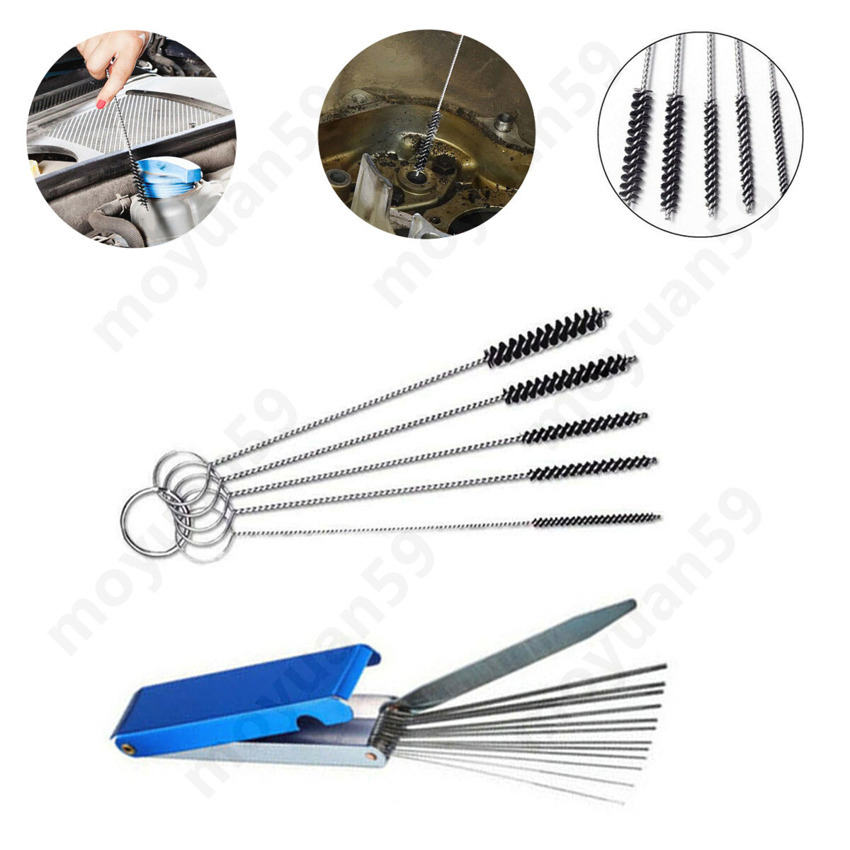 Carburetor Float Level Gauge Tool With Jet Cleaning Needle Brushes, Damineding