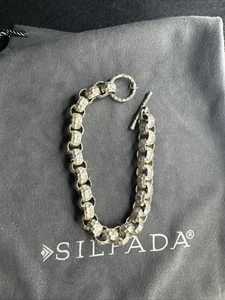Silpada Sterling 925 Silver Hammered Rolo Link Bracelet B1610 (B16) - Picture 1 of 5
