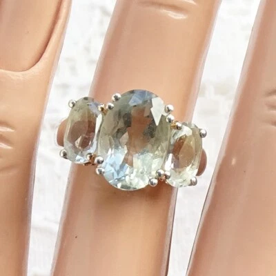 925 Sterling Silver Designer Cocktail Ring LJ Logo Topaz Gemstone Size 5 - Image 1 of 4