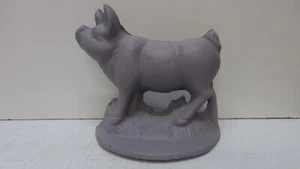 New Gray Pig Hog Doorstop Cast Iron Farmhouse Decor Painted Rustic 6" wide - Picture 1 of 2
