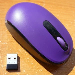 Microsoft Wireless Mobile Mouse 1850 Model 1593 w/ Receiver Purple Black Custom - Picture 1 of 4