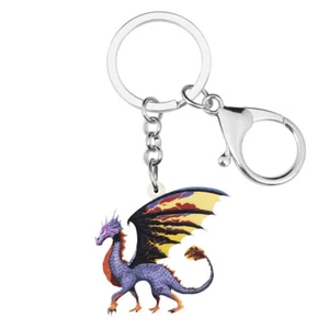 Acrylic Purple Fly Dragon Dinosaur Key Chain Keychains Novelty Women  Jewelry - Picture 1 of 5