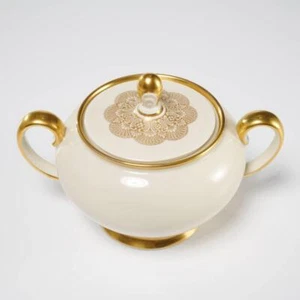 Rosenthal Aida #1473 Gold Trim On Cream White Porcelain Lidded Sugar Bowl - Picture 1 of 6