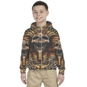 Kids Hoodie Skull Pharaoh Design Hoodie Unisex For Children - Picture 1 of 4