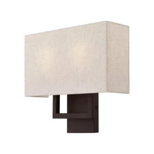 Pritchard 4.375 In. Bronze ADA Sconce with Hand Crafted Oatmeal Fabric Shade - Picture 1 of 11