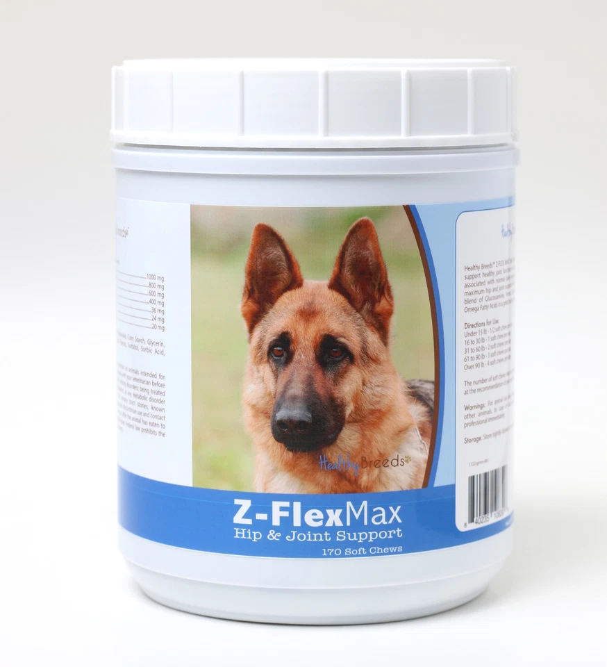 健康品种德国牧羊犬 Z-Flex 最大髋关节软咀嚼 170 件 — 第 1/1 张图片