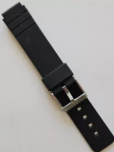 16 mm - schwarzes Kautschuk Uhrenarmband - (Edelstahl / silberne Schließe) - Bild 1 von 3