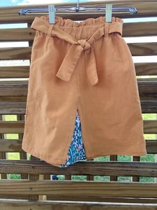 NEW Girls Size 5/6 Up-Cycled Skirt, Orange and Floral pull on w/tie belt - Picture 1 of 5