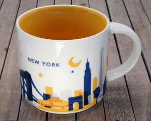 STARBUCKS Vintage 2014 You are Here Series White Blue Yellow Coffee Cup Large - Picture 1 of 4