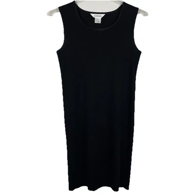 Exclusively Misook Sheath Dress Size Large Black Sleeveless Knit Stretch Classic - Image 1 of 4